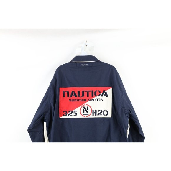 Vintage 90s Nautica Mens Medium Distressed Spell Out Sailing Windbreaker Jacket - Picture 10 of 14
